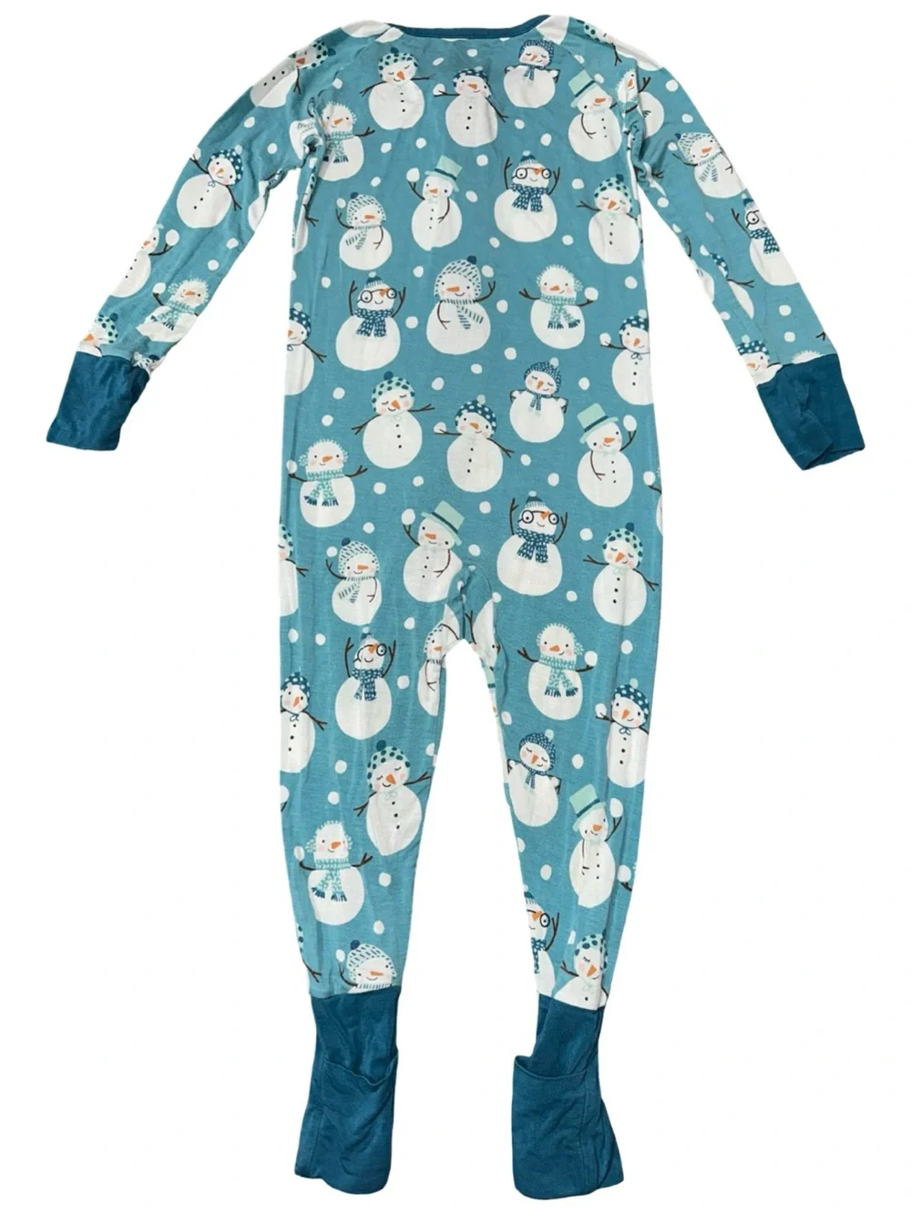 Little Sleepies Sz 18 24 Teal Snowman One Snow Much Fun One Piece Zipper Pajamas